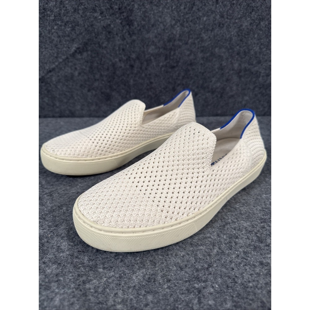 Rothys The Original Slip On Sneaker Women's 9 White Blue Knit Shoes